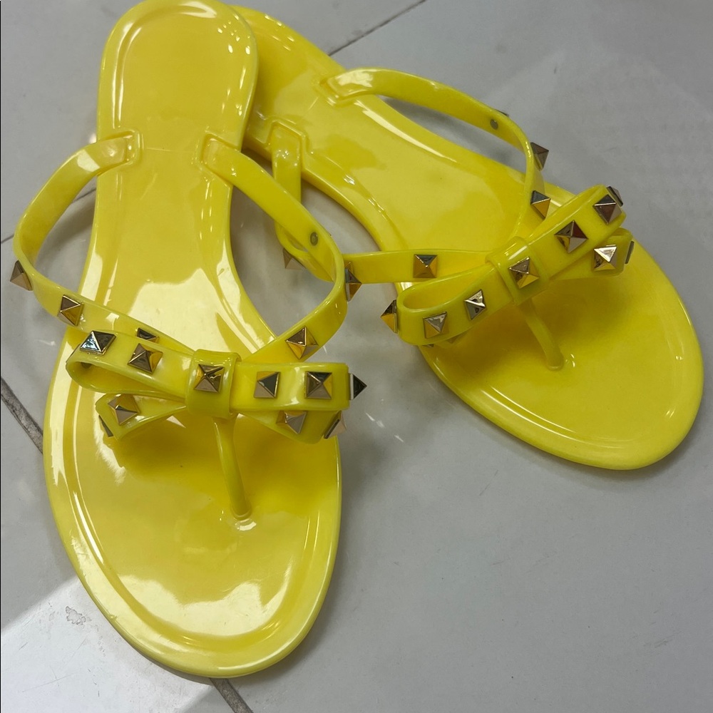 Yellow Studded Jelly Sandals